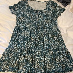 Teal pretty T shirt style mini dress!